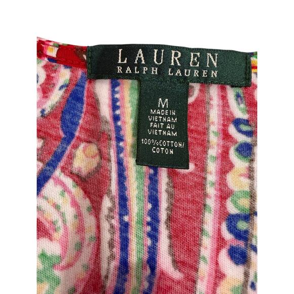 Lauren Ralph Lauren Sleeveless Fit & Flare Paisley Ruffle V‑Neck M EUC - Picture 7 of 8